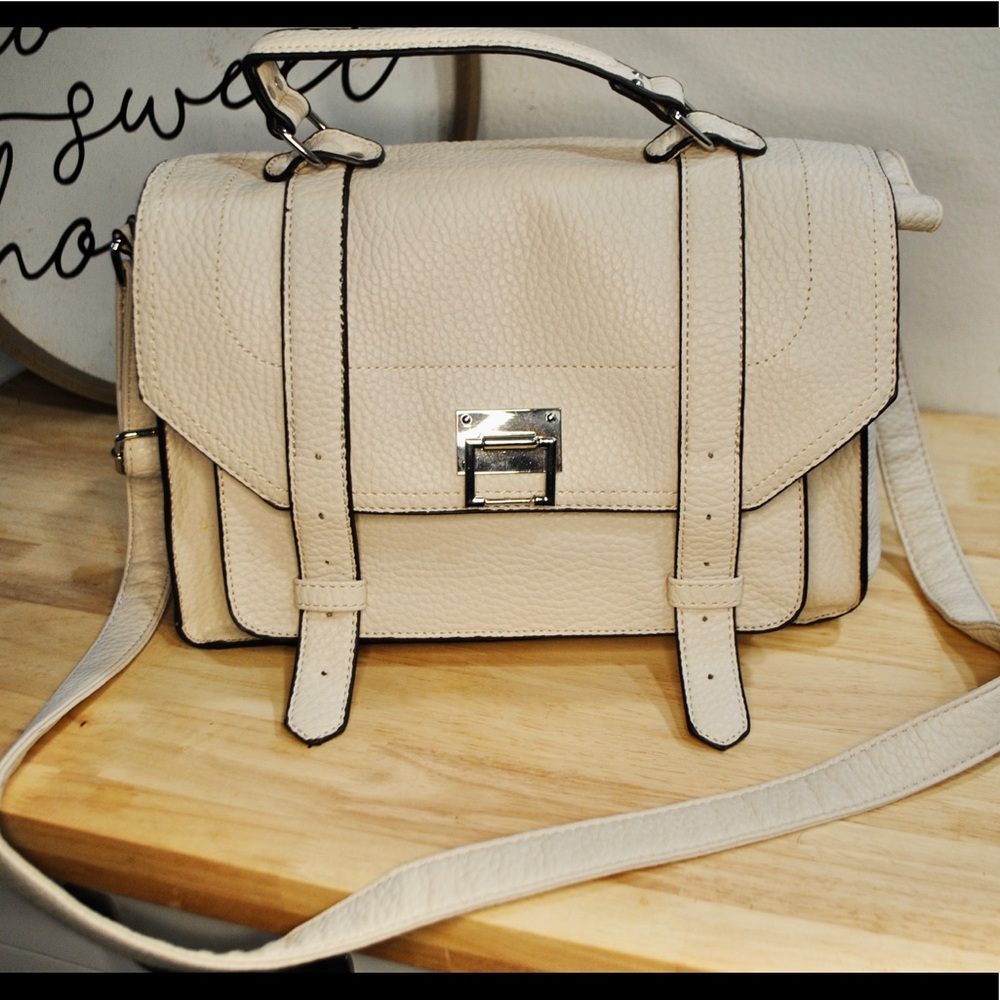 JustFab White Textured Leather-Like Purse